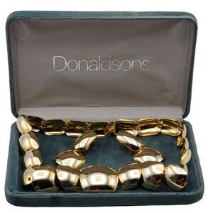 VTG Donaldsons Department Store Gold-Tone Necklace & Pieced Earrings Set In Case